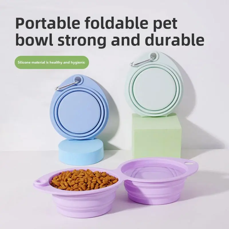 Pet Silicone Foldable Bowl Outdoor Portable Dog Bowl Anti-Spill Pet Bowl Cat Dog Feeder Dog Bowl Supplies