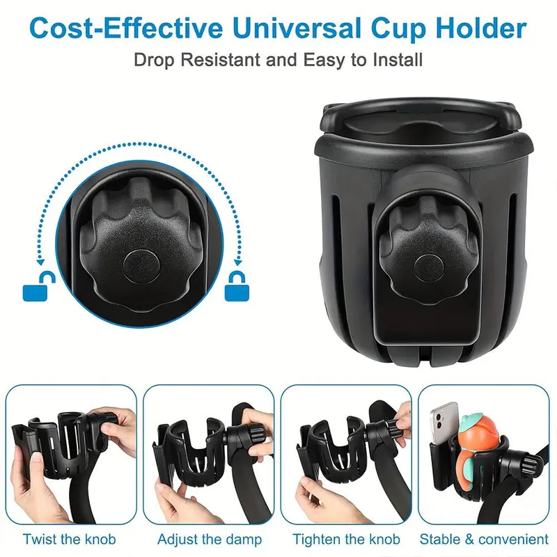 2 in 1 Universal Bike Cup Holder, Bicycle Cup Holder, Large Capacity 360 Degree Rotatable Bike Cup Holder, Motorcycle Phone Holder 5
