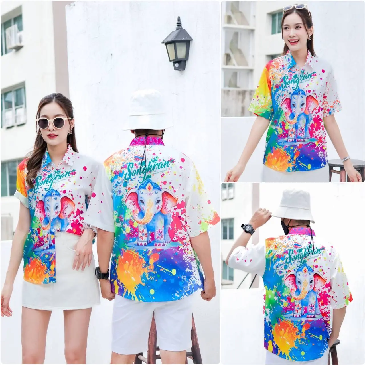 เสื้อฮาวาย สไตล์เยาวชน สำหรับผู้ชายและผู้หญิง ผ้าฝ้ายโพลีเอสเตอร์ระดับไฮเอนด์ พิมพ์ลาย 3 มิติ เสื้อเชิ้ตแขนสั้น เทศกาลสแปลชน้ำใหม่ 2025