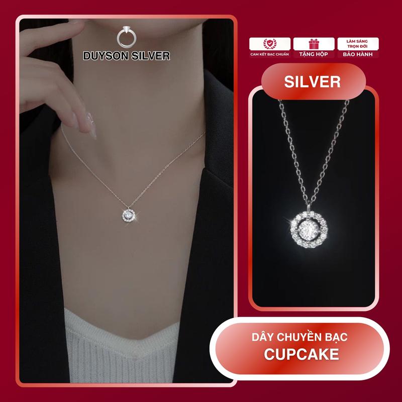 Dây chuyền bạc nữ mặt tròn đính đá Cupcake Vòng cổ bạc 925 DUYSON SILVER DCKX18