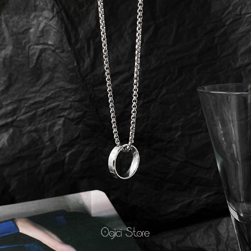 Dây chuyền nam nữ titan không gỉ thời trang, Vòng cổ nam mặt nhẫn trơn cá tính phong cách hiphop, Unisex Chain Trang Sức Jewelry