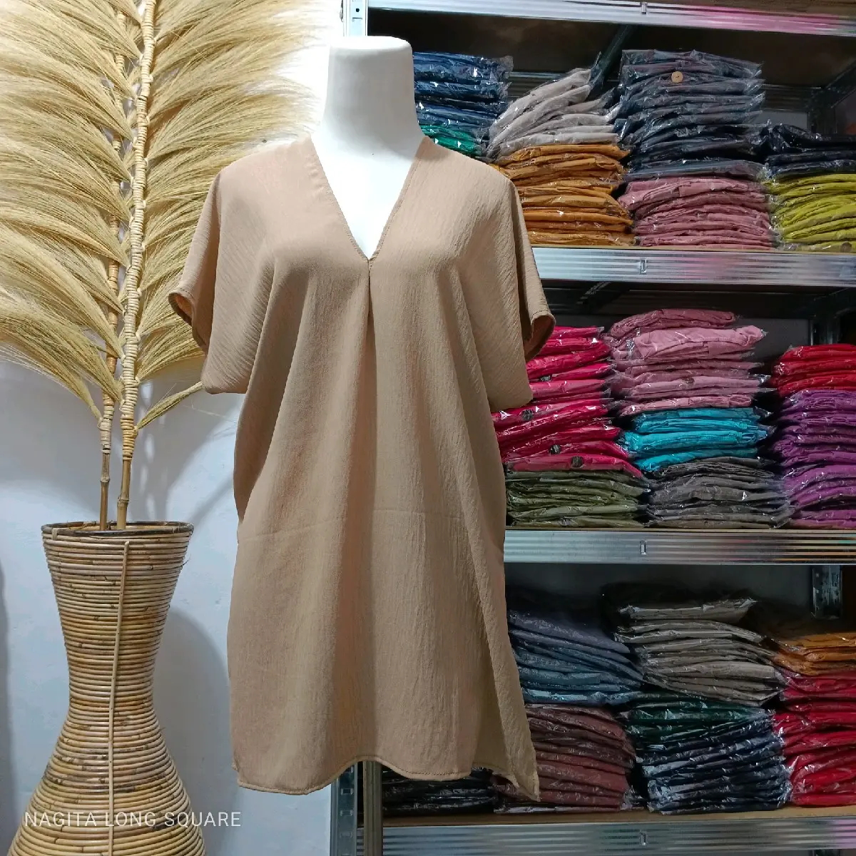Nagita Long Square Crinkle Airflow Atasan Muslim Tunik Outer