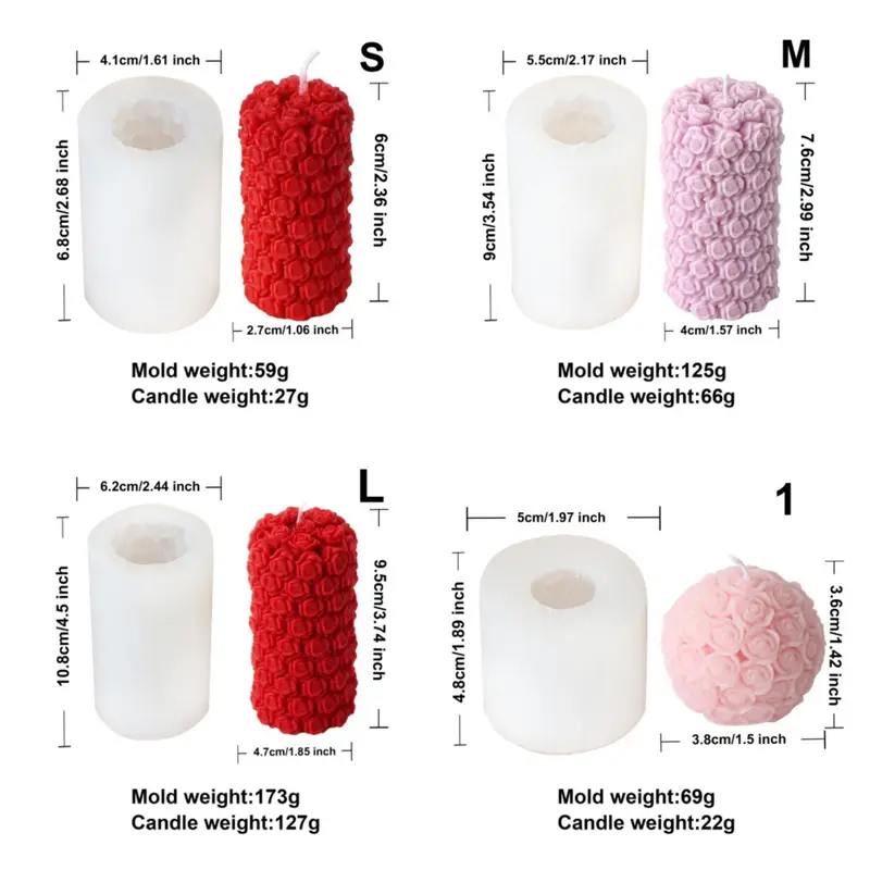 Silicone Candle Mold, 1 Count Modern Rose Design Candle Mould, Candle Making Mold for Home Decoration Crafts, DIY Candle Making Supplies, Artificial 1