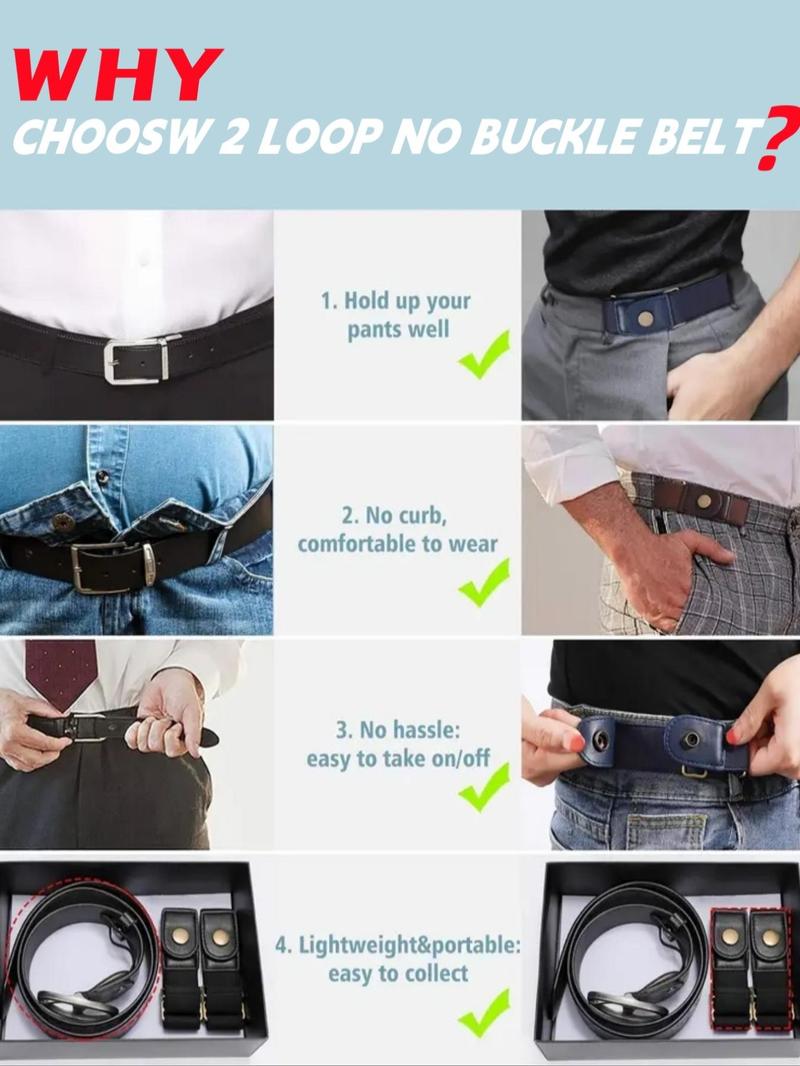 Product Introduction of 1 Pair No Buckle Elastic Belt for Women Men, High Stretch Belt for Pants Jeans, Casual Buckle Free Adjustable Invisible Belt, Trendy Accessories 9