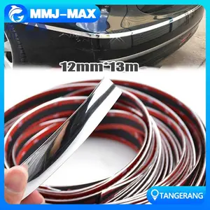 List Chrome Mobil Premium 13m Moulding Strip 12mm Universal Aksesoris Dekorasi Eksterior Untuk Semua Model Mobil