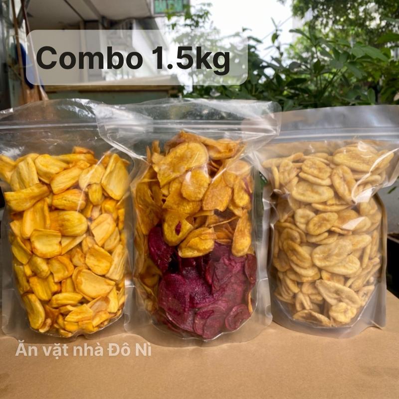 COMBO 1.5 KG : (500g mít thái vỡ To +500 chuối Sấy Nguyên loại A+ 500g Khoai Lang sấy MẬt Ong