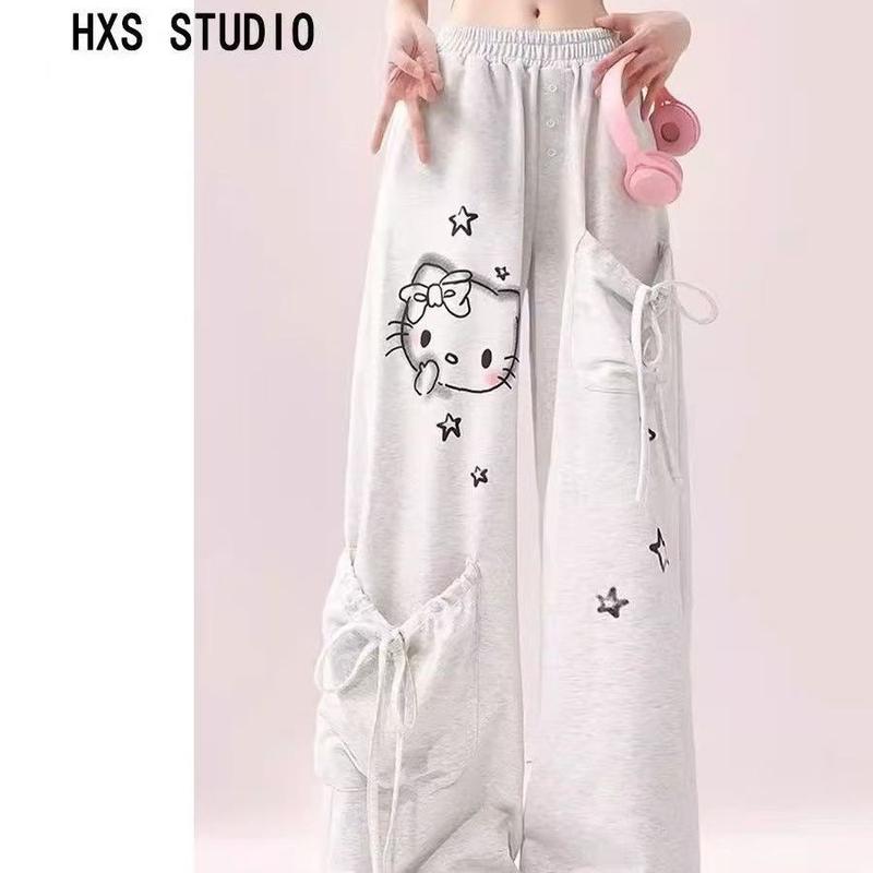 Product Introduction of Hello Kitty Quần Thường Ngày Dopamine, Màu Xám, Dành Cho Nữ, Hàng Mới Về Mùa Hè 2024, Dáng Rộng Vừa Vặn, Ống Đứng, Quần Nữ, Làm Bằng Quần Jean Denim 8