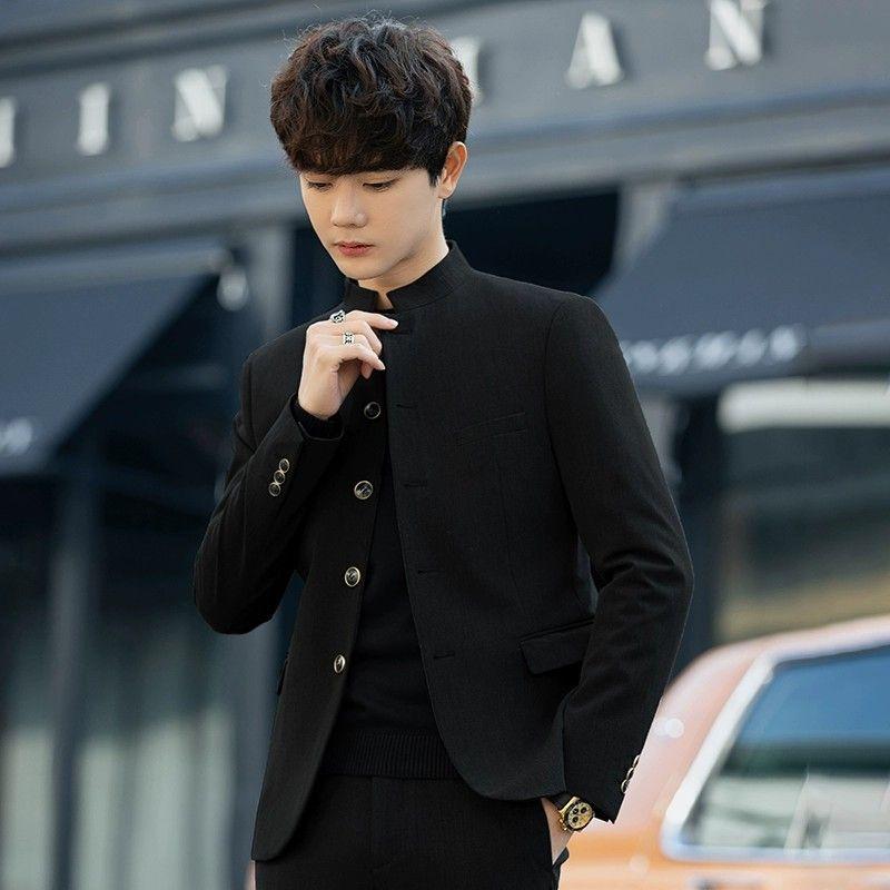 Spring and Autumn Zhongshan Suit 2023 Men's Trendy Pu Handsome Slim Fit Chinese Stand Collar Handsome Tang Suit Coat Youth Suit Suit Sport 2