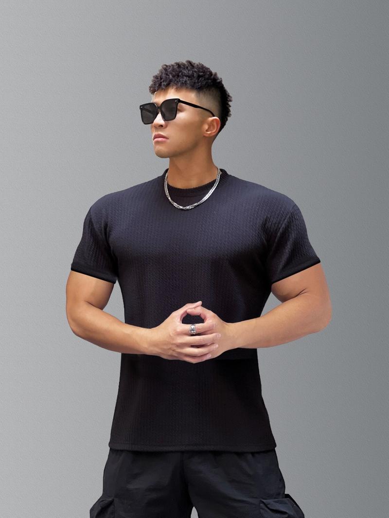 Product Introduction of Spring and Summer Sports American Anti-Wrinkle T-shirt Slim Fit Training Casual Base Muscle Workout Internet Celebrity 13