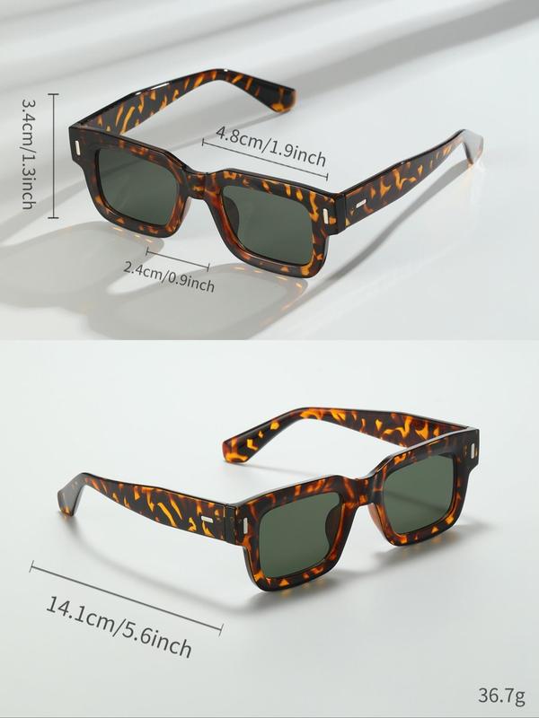 Unisex Vintage Square Frame Sunglasses, Trendy Casual Sunglasses for Everyday Use, Fashion Accessories for Outdoor Activities 5