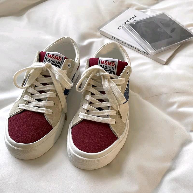 Lấy tăng 1 size Giày thể thao trượt ván nam nữ kiểu dáng trẻ trung chất liệu canvas phối da lộn