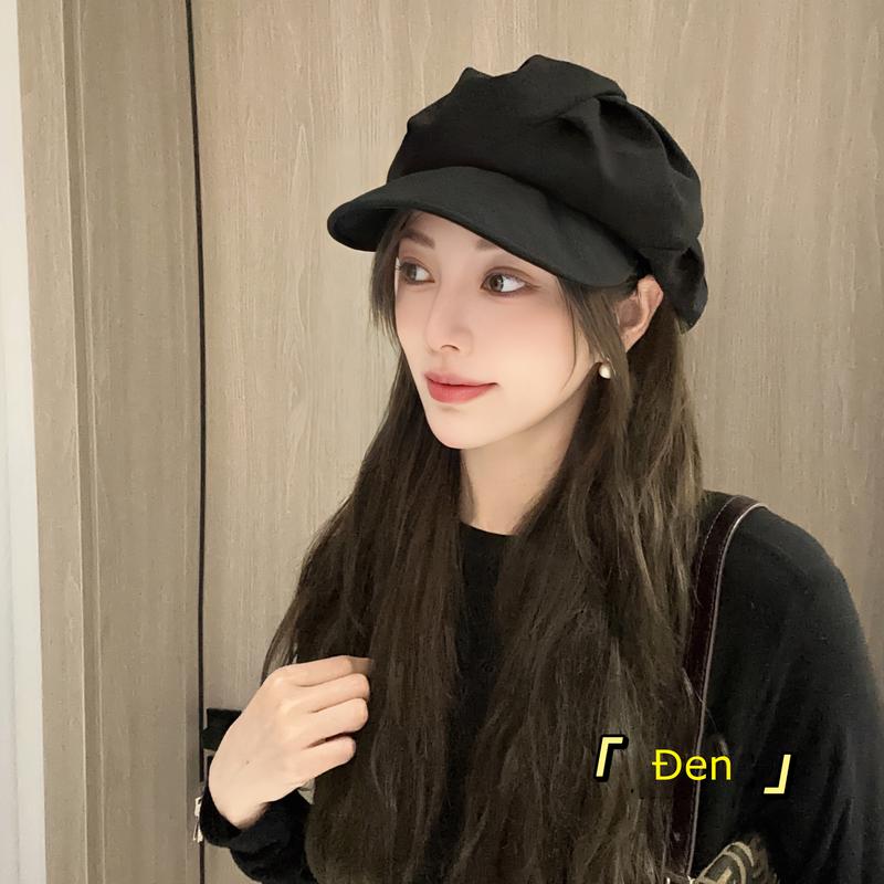 Mũ Beret Xếp Ly Hình Đám Mây Xinh Xắn Cho Nữ Có thể kết hợp với tóc giả thời trang thu đông 2023 Kaki Hat Cap Nón Cap Nón