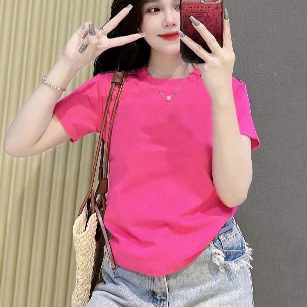 Áo thun trơn form vừa thun cotton thái co giãn size 35 - 68kg Nữ Women Cổ Tròn Top M161 1