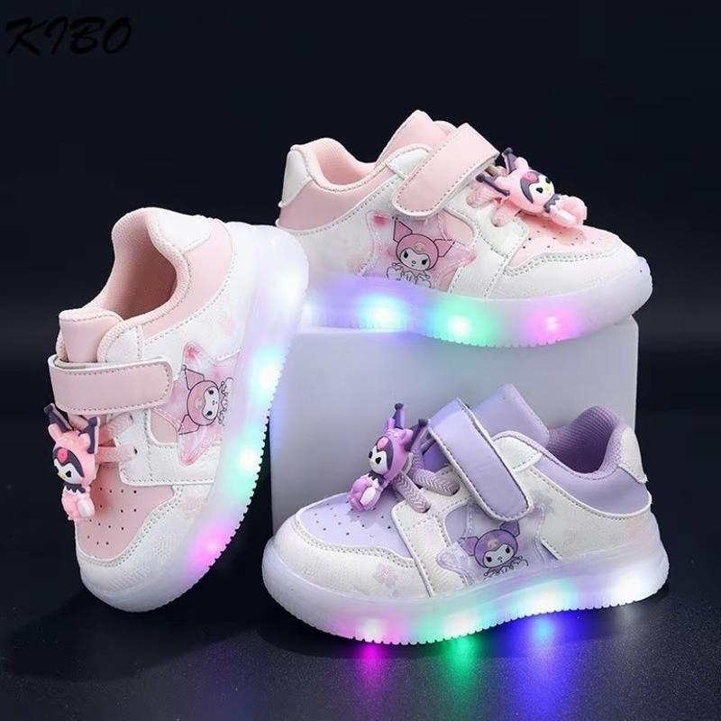 PHOM NHỎ TĂNG2SIZE Giày thể thao bé gái kuromi viền điện chạy sáng dành cho bé Sandal