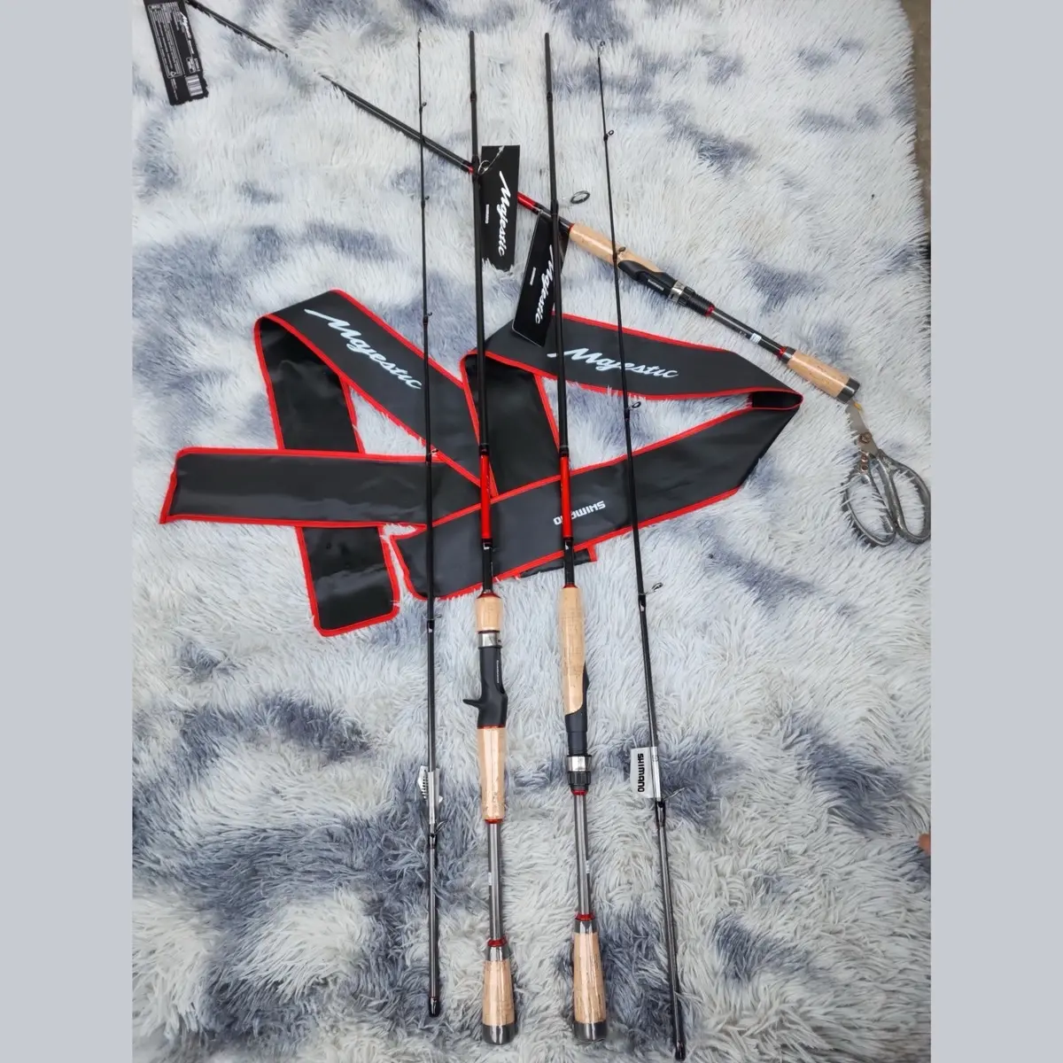 Cần câu cá Lure Shimano Majestic BẢN MỚI 2024 CHÂN KHOEN TRẮNG (BẢN CŨ CHÂN ĐEN) dài 1m8-2m1-2m4 chuyên câu cá lure bạo lực độ cứng MH Carbon Đi Câu cancaulure mồi