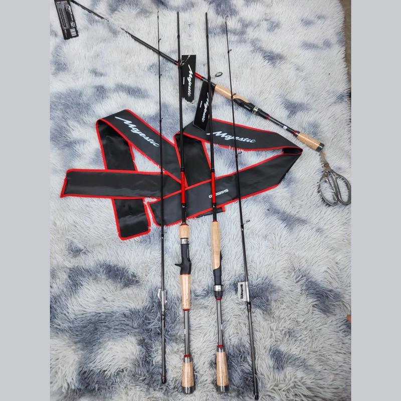 Cần câu cá Lure Shimano Majestic BẢN MỚI 2024 CHÂN KHOEN TRẮNG (BẢN CŨ CHÂN ĐEN) dài 1m8-2m1-2m4 chuyên câu cá lure bạo lực độ cứng MH Carbon Đi Câu cancaulure mồi