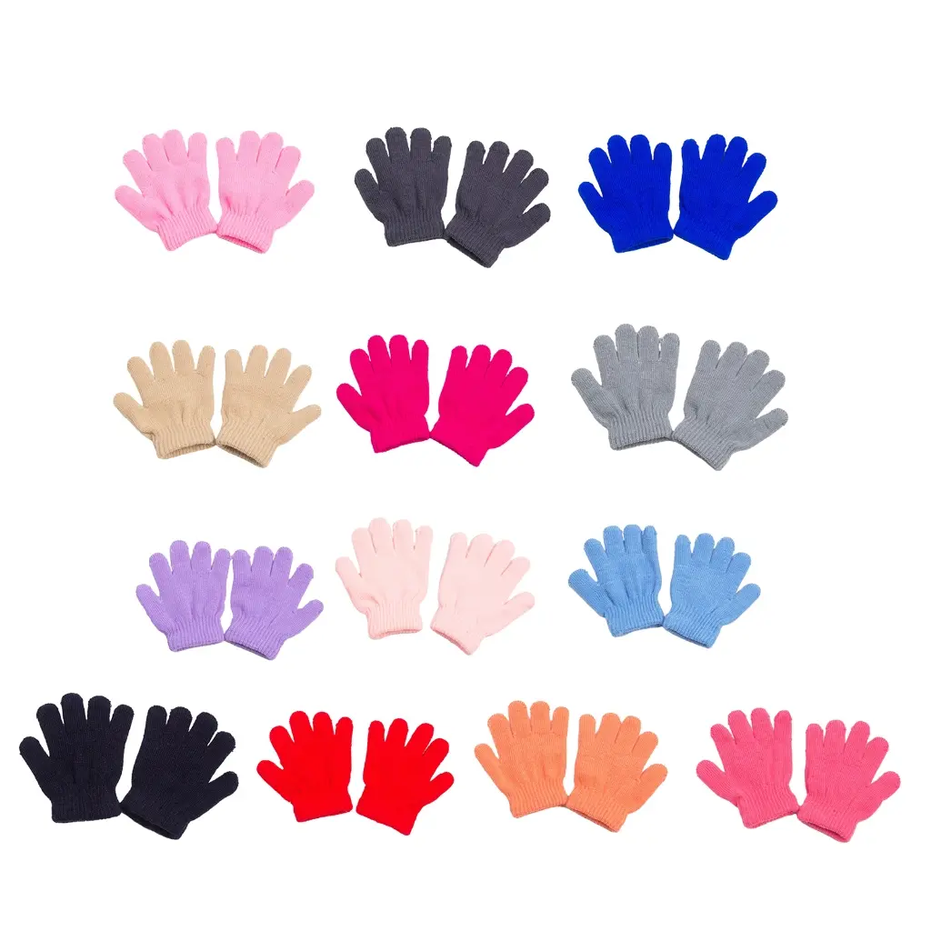 Children Stretchy Knitted Gloves Versatile Full Finger Gloves Fun & Warm Winter Accessories for Kids 2-6 Years Old