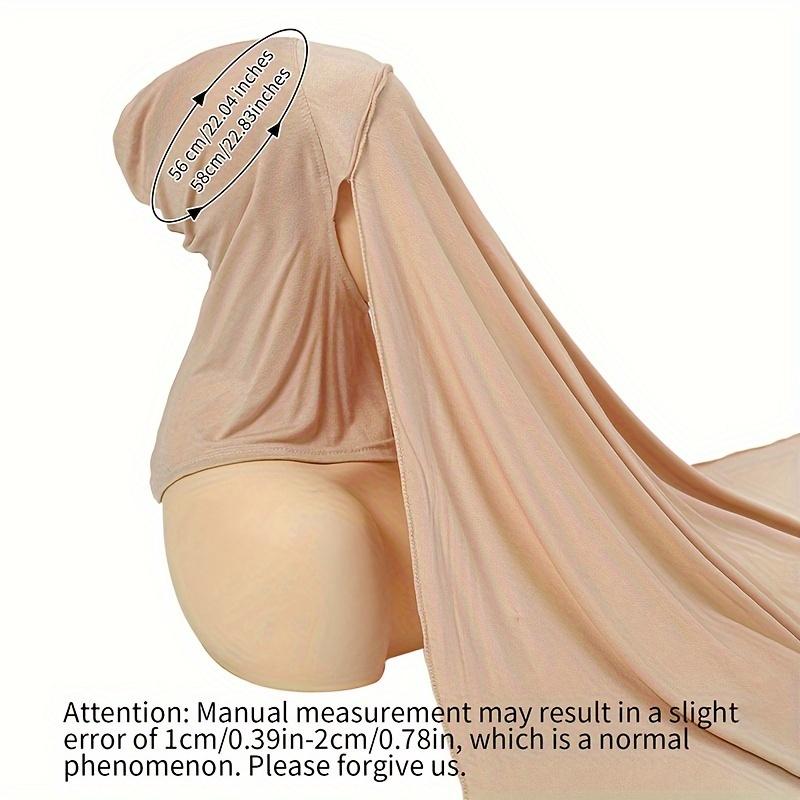Solid Color Convenient Hijab With Modal Pullover Hijab Thin Breathable Instant Hijab Scarf 2 In 1 Integration Casual Sunscreen Elastic Head Wrap 3