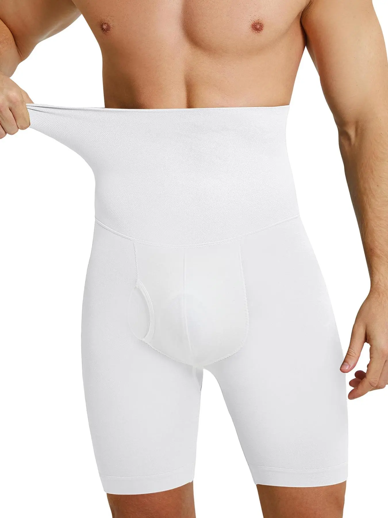 Men's Plain High Waist Shapewear Shorts, Seamless Tummy Control Shapewear Bottom, Summer Comfort Breathable Boxer Briefs, Waist Trainers