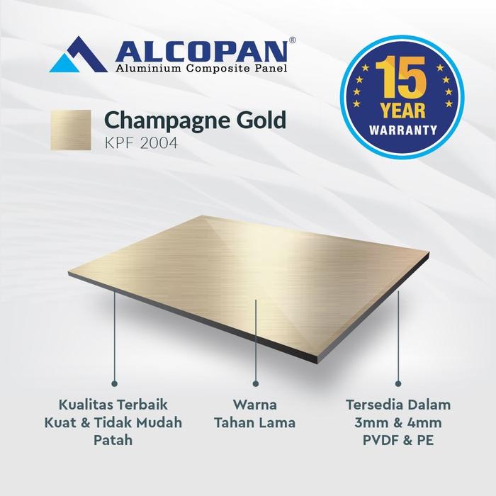 Gambar Acp Alcopan 4mm PVDF Outdoor - Champage Gold 1220 x 2440mm dari Acp Alcopan Kota Administrasi Jakarta Barat Tokopedia