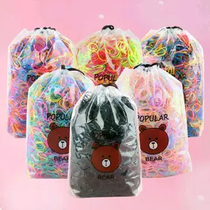 2000 pcs karet Jepang ikat rambut karet free pouch karet jepang Aksesoris Hitam