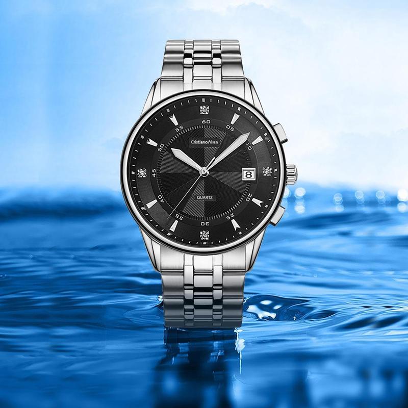 Cristiano Aillen Jam Tangan Pria 0848 Rantai Stainless Steel Tgl Aktif Water Resistant 3 ATM Watches 3