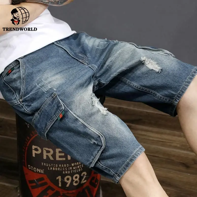 Summer Denim Shorts Men's Loose Oversized Overalls Overalls Overalls Pants