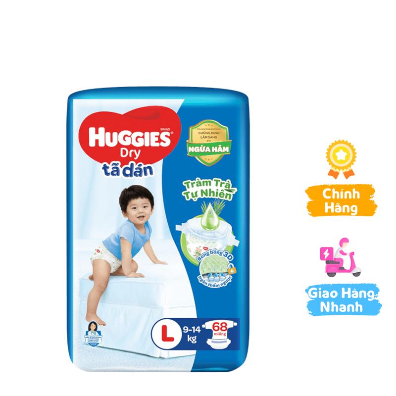 Tã dán Huggies Dry cực đại (L,  9 - 14kg, 68 miếng)