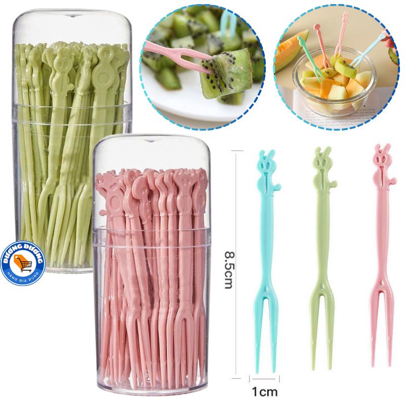 COMBO 5 Hộp ( 250 Cây ) Nĩa Nhựa Ăn Trái Cây, Xiên Hoa Quả Tiện Dụng Và An Toàn - Dĩa Ăn Trái Cây, Ghim Thức Ăn Nhỏ Gọn - Nĩa Nhựa 2 Răng Thiết Kế Dễ Thương Xinh Xắn Thìa