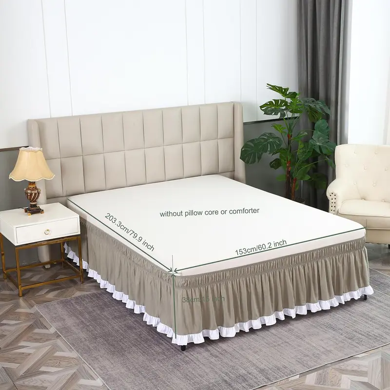 Solid Color Ruffle Trim Bed Skirt, 1 Count Soft Comfortable Bed Skirt, Adjustable Bedding for Home Bedroom & Hotel Decoration 3