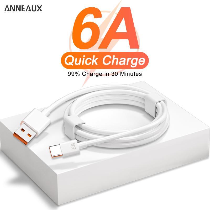  Cáp sạc siêu nhanh 6A USB loại C cho Huawei P40 P30 pro Mate 40 50 dây USB cho Xiaomi Mi 12 Pro Oneplus Realme HONOR 70 