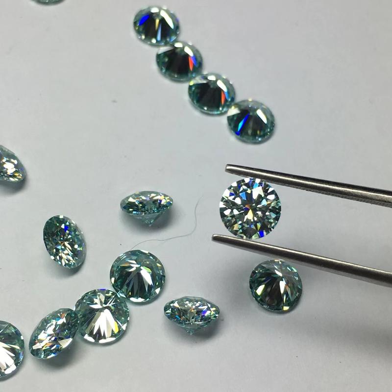 LLXYW Aquamarine/Green Blue color Moissanite Loose Gemstones VVS1 3EX Cut Real Certified Moissanite 2