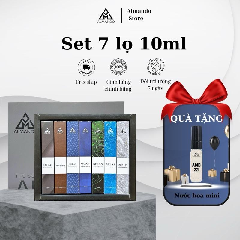 Body Mist Nam Almando , Set 7 Lọ Xịt Thơm Khử Mùi Toàn Thân Nước Hoa Chính Hãng  Almando cho nam 10ml [ Tặng Quà Nước Hoa Mini  ]  Perfume Cosmetic Mỹ Phẩm Mới