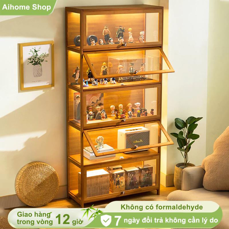 Ai tủ trưng bày Tủ sách gỗ kệ đựng đồ tủ tài liệu chất liệu MDF chống nước phong cách hiện đại Cửa kính acrylic trong suốt tủ đa năng