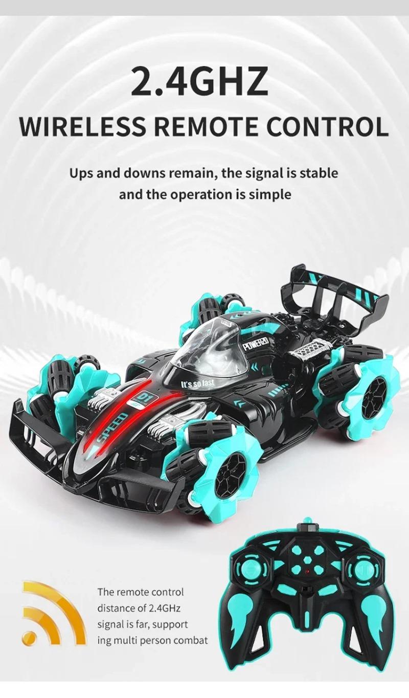 Product Introduction of 2.4G Remote Control Car Children's Toy Stunt Spray Car RC High-speed Off-road 4WD Light Music Drift Racing Birthday Gift 7
