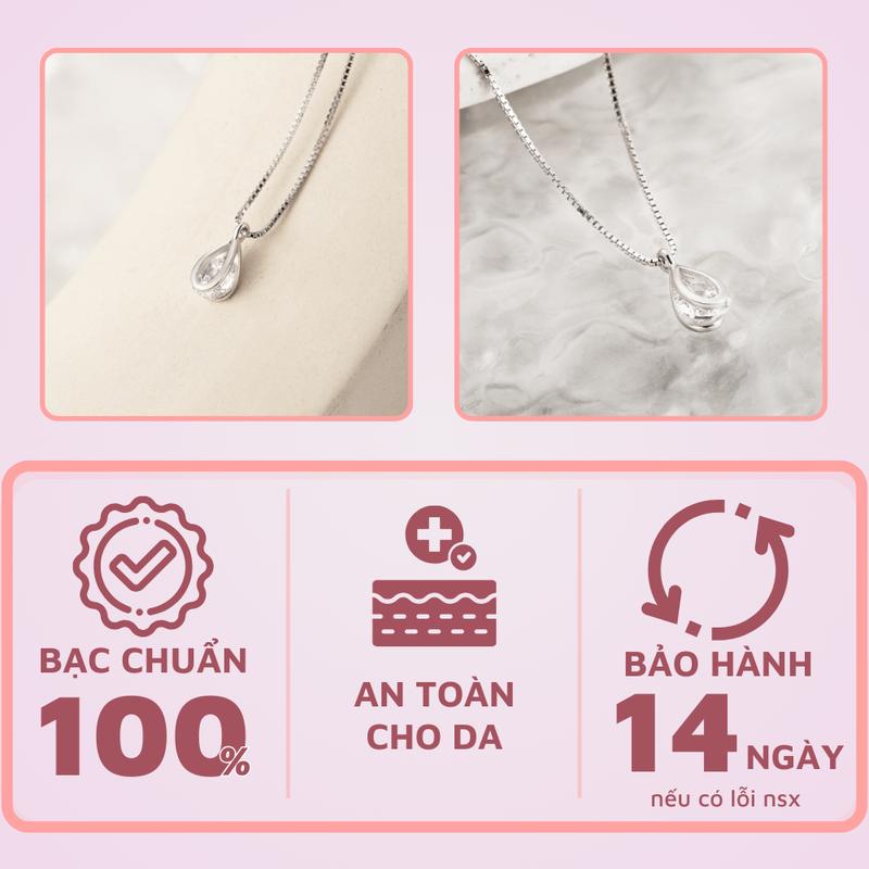 Product Introduction of Dây Chuyền Bạc JUNIE, Dây Chuyền Đính Đá Hình Giọt Nước N-FABIA 13