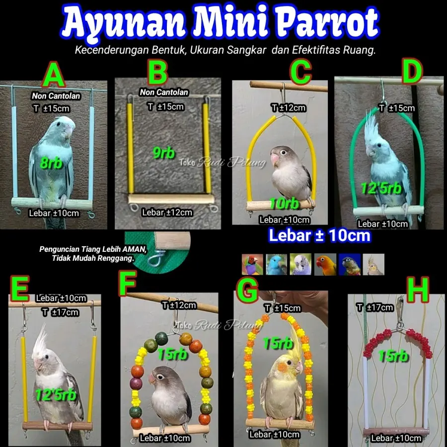Ayunan Burung Parrot Ss S Cockatiel Lovebird parkit pineapple ysc