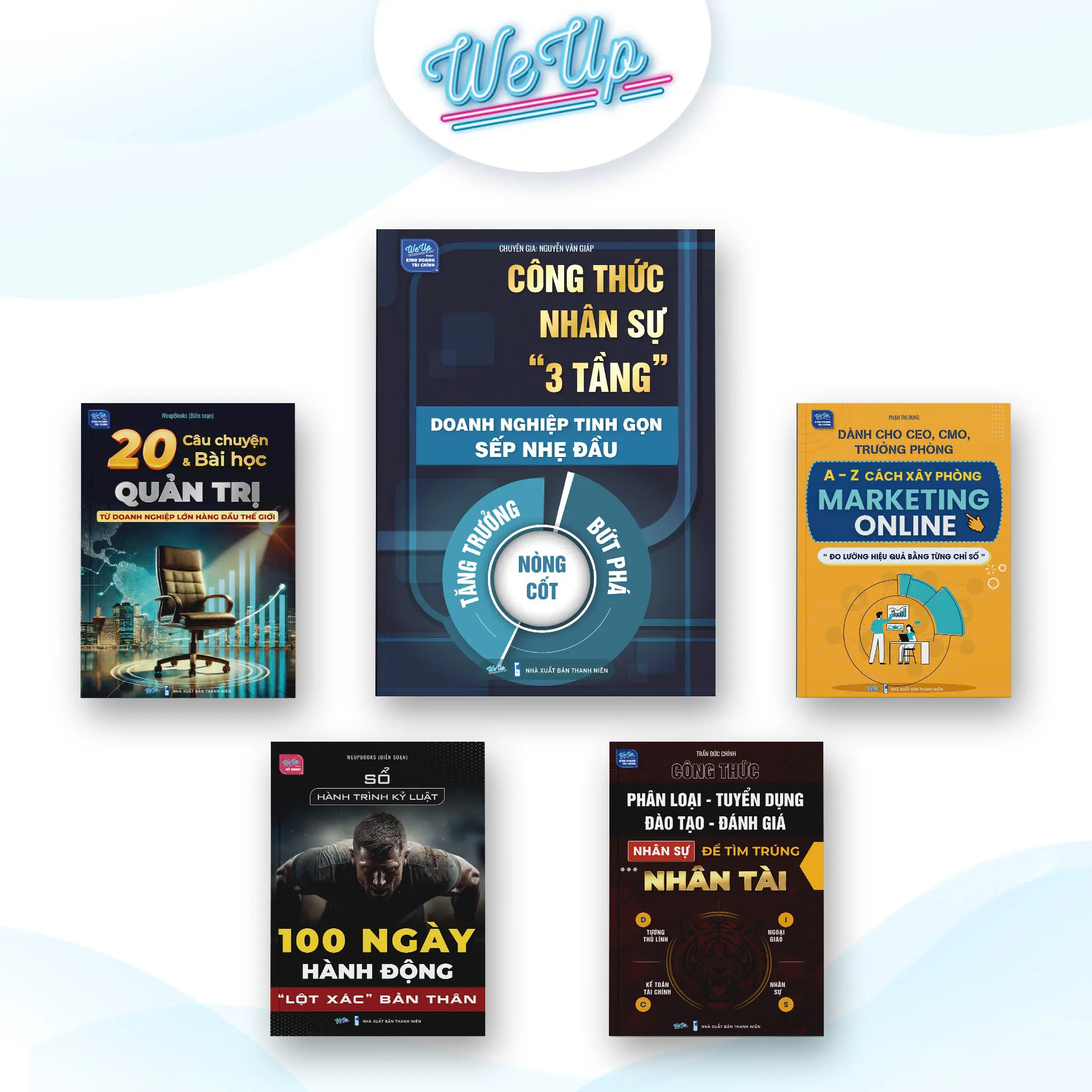 SÁCH - Combo 5 Cuốn Sách Quản Trị Nhân Sự 3 Tầng, 20 Bài Học Quản Trị, Xây phòng Marketing Online , Tuyển dụng nhân tài ,Sổ 100 ngày hành động