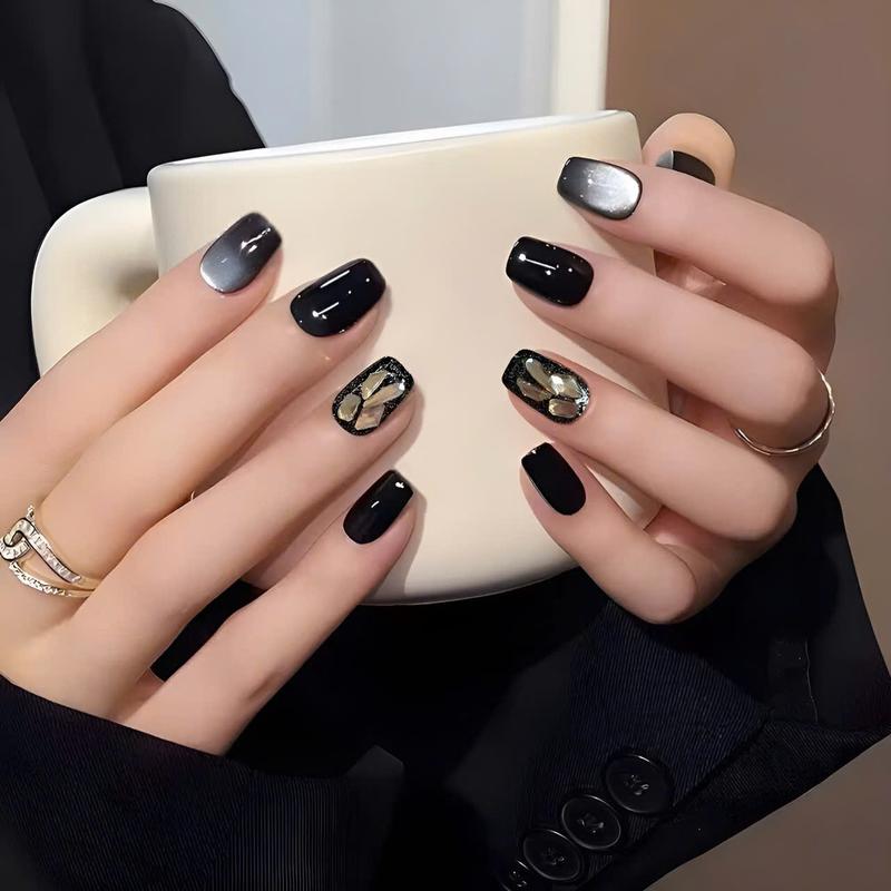  Mã 779 Nail Box Mắt Mèo Ánh Nhũ Mix Đen Đính Đá Cá Tính 779 