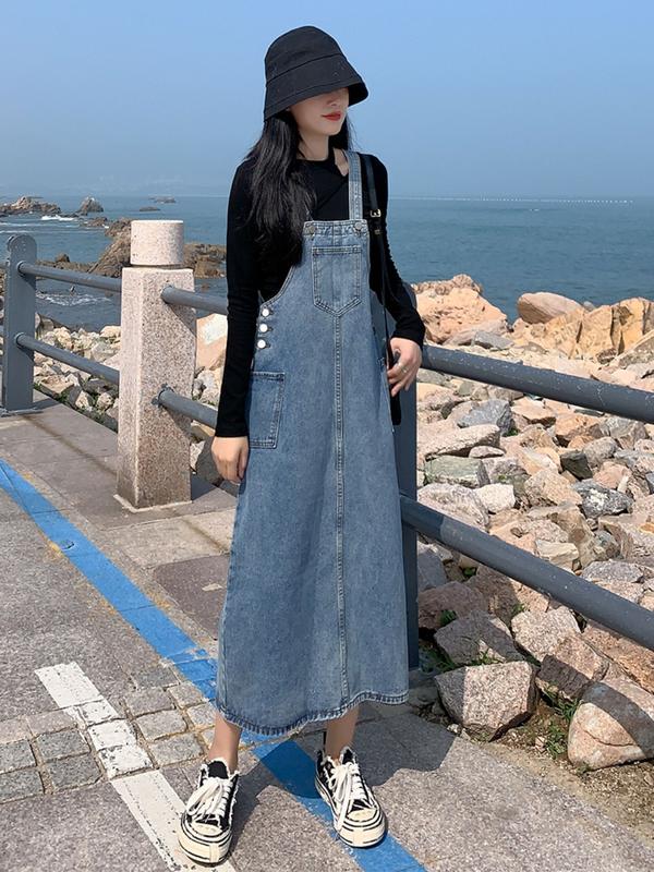 Yếm Váy Jeans Viole669 Jorm Dài Phong Cách Hàn Quốc Hàng Có Sẵn Y1 Violee