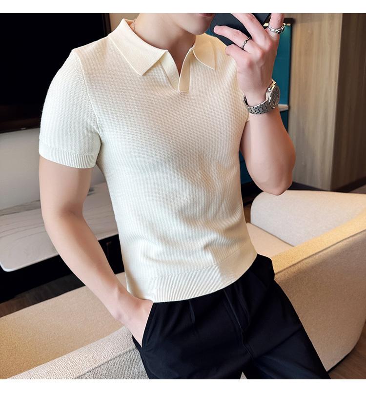 Product Introduction of Áo Polo, Mỏng Vừa Vặn, Phong Cách Thường Ngày, Không Nhăn, Thời Trang, Thiết Kế Đơn Giản, Màu Trơn ngắn Tay, Cổ Áo bẻ xuống, Làm Bằng Dệt Kim, Thích Hợp Cho Mùa Hè, Không Khí Tươi Mới, Phong Cách Nam 9