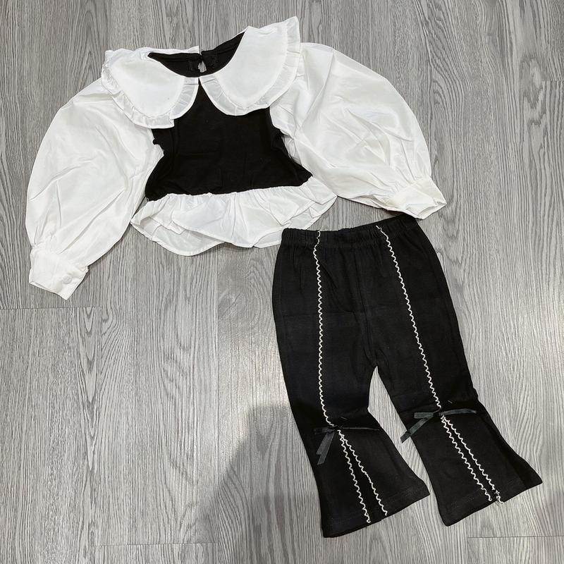 Áo pha sơ mi - quần legging loe 