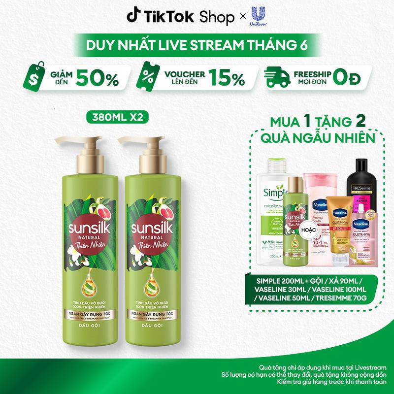Combo 2 Dầu gội Sunsilk Thiên nhiên Giảm Gãy Rụng Tóc Đến 98% 380ml x2 [1]