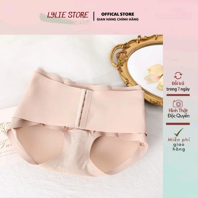 Quần Độn Mông kèm Nịt Bụng Cài Trước Đáy Cotton Mềm Kháng Khuẩn Hàng Đẹp Nữ Kim Tuyến Đen ÁO Voi 2