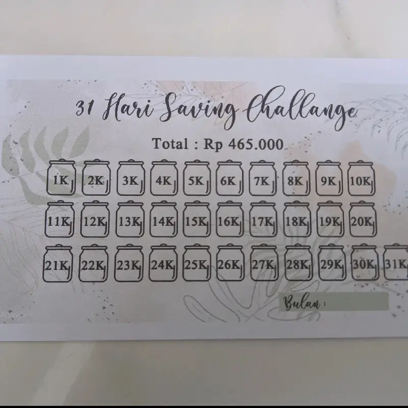 Amplop Tantangan Menabung 30 dan 31 Hari Amplop Saving Challenge Amplop Menabung Kalender Amplop Perekat 2