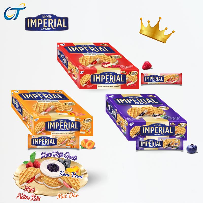 Bánh Quy Imperial Nhân Kem Mứt Trái Cây Cao Cấp Vị Việt Quất - Mâm Xôi - Đào_Nhập Khẩu Trực Tiếp Indonesia (Hộp 324g)