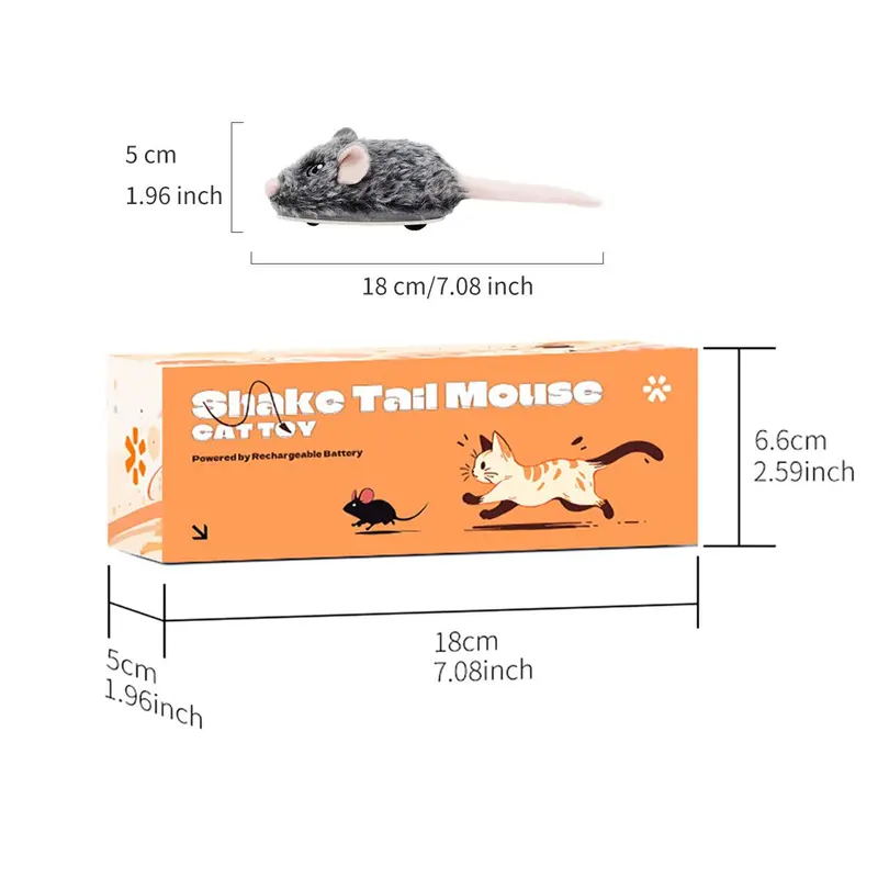 Shaking Tail Motion Activated Mouse Toy, Rechargeable Cat Interactive Toy with Sound, Indoor Cat Toy, Pet Supplies for Small Medium Large Cats 1
