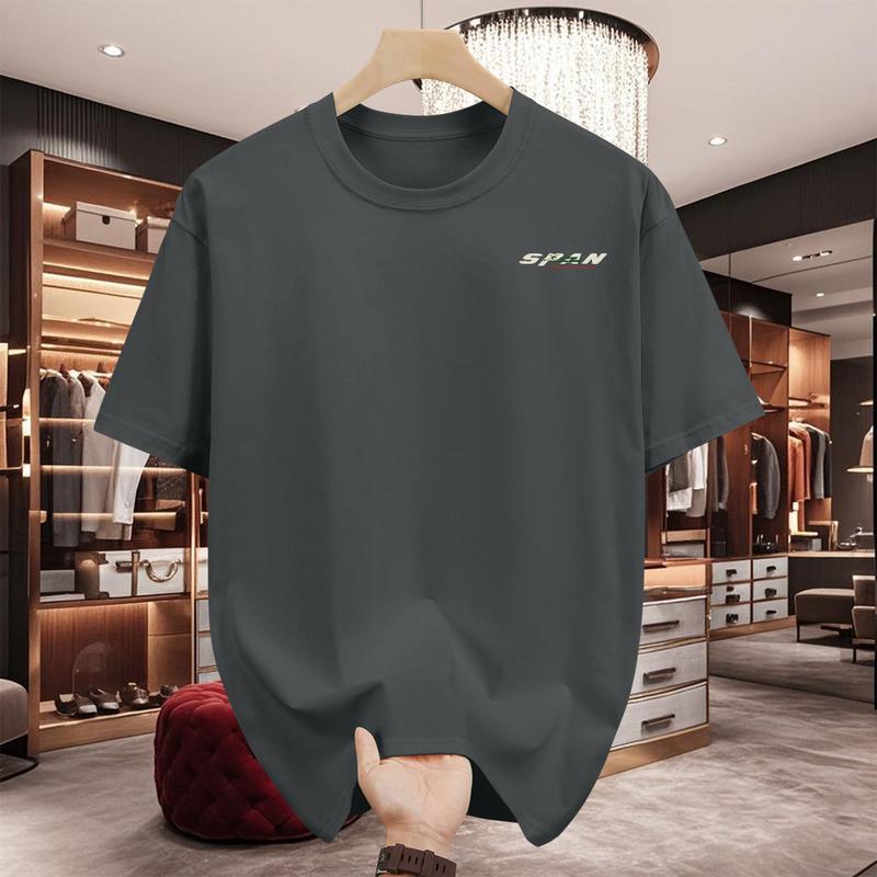 Áo Thun Nam, Thiết Kế Cơ Bản Đơn Giản, Dáng Rộng Vừa Vặn, Cổ Tròn, Làm Bằng Cotton Nguyên Chất, Dáng Rộng Vừa Vặn, Ngắn Tay