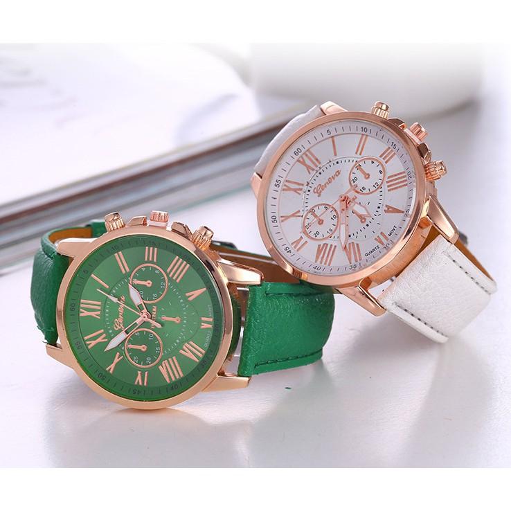 Women's Quartz Roman Digital Clock Leather Geneva Watch