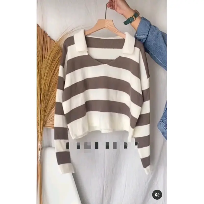 BLOUSE FUJI CROP TOP RAJUT BLASTER  - ATASAN STRIPE RAJUT - BLOUSE KNIT 7